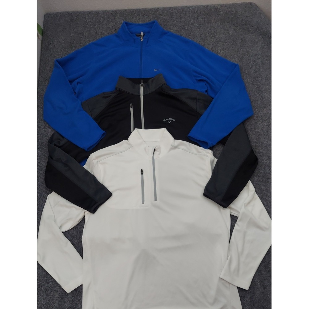 Lot 3 NIKE CALLAWAY Pullover Shirt Mens Large 1/4 Zip Tech Golf Opti Dry Outdoor